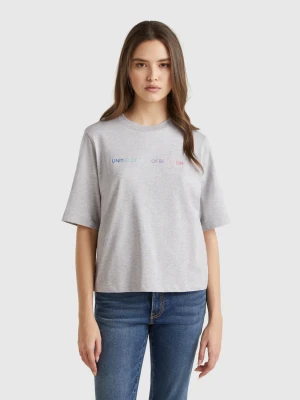 Benetton, T-shirt With Logo Print, size XXS, Light Gray, Women United Colors of Benetton