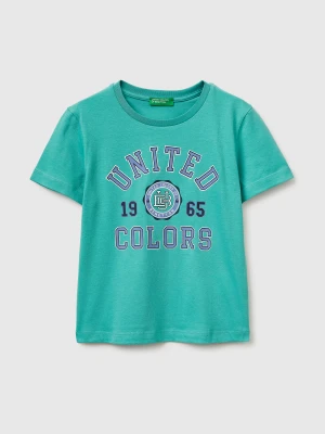 Benetton, T-shirt With Logo, Size: 116, Aqua, Kids United Colors of Benetton