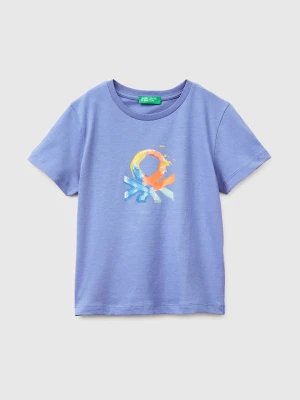 Benetton, T-shirt With Logo, Size: 116, Air Force Blue, Kids United Colors of Benetton