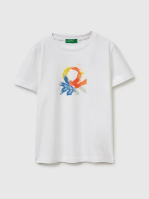 Benetton, T-shirt With Logo, Size: 116, White, Kids United Colors of Benetton