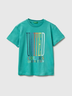 Benetton, T-shirt With Logo, Size: XL, Light Green, Kids United Colors of Benetton