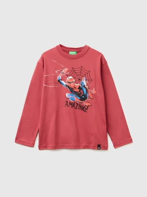 Benetton, T-shirt With ©marvel Spiderman Print, Size: XL, Coral, Kids United Colors of Benetton