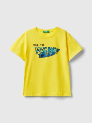 Benetton, T-shirt With Neon Details, size 104, Yellow, Kids United Colors of Benetton