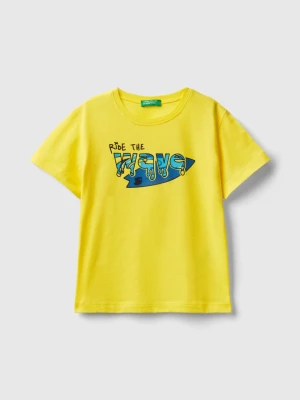 Benetton, T-shirt With Neon Details, size 90, Yellow, Kids United Colors of Benetton