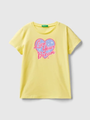 Benetton, T-shirt With Neon Details, size L, Yellow, Kids United Colors of Benetton
