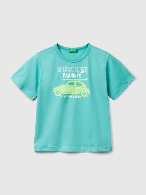 Benetton, T-shirt With Neon Print, size 116, Aqua, Kids United Colors of Benetton