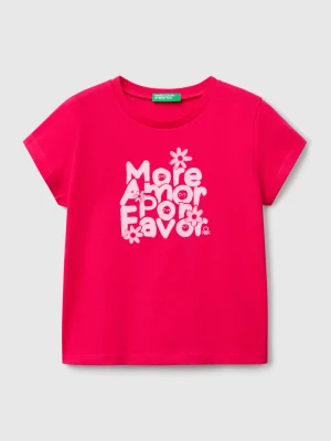 Benetton, T-shirt With Neon Print, size 104, Fuchsia, Kids United Colors of Benetton
