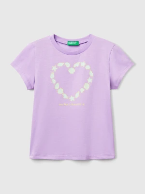 Benetton, T-shirt With Neon Print, size 116, Lilac, Kids United Colors of Benetton