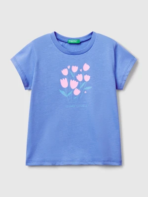 Benetton, T-shirt With Neon Print, size 116, Sky Blue, Kids United Colors of Benetton