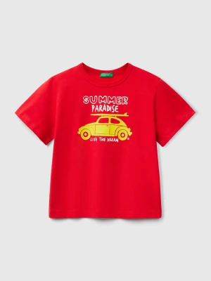 Zdjęcie produktu Benetton, T-shirt With Neon Print, size 116, Red, Kids United Colors of Benetton