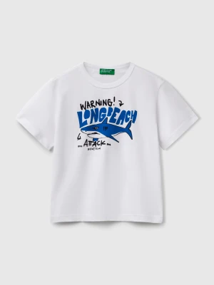 Benetton, T-shirt With Neon Print, size 116, White, Kids United Colors of Benetton