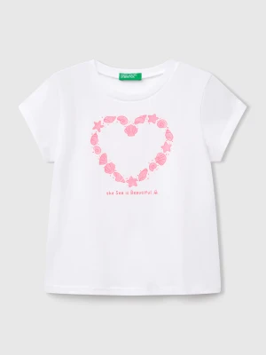 Benetton, T-shirt With Neon Print, size 116, White, Kids United Colors of Benetton