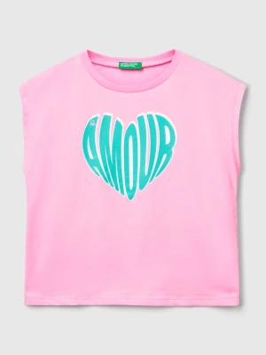 Benetton, T-shirt With Neon Print, size XL, Pink, Kids United Colors of Benetton