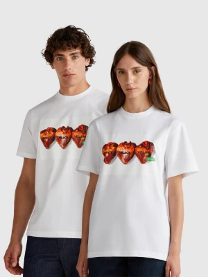 Benetton, T-shirt With Oliviero Toscani Photographic Print, size XL, White, Women United Colors of Benetton