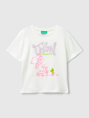 Benetton, T-shirt With ©peanuts Print, Size: 116, Creamy White, Kids United Colors of Benetton