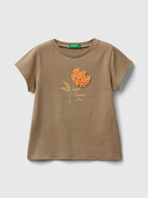 Benetton, T-shirt With Petal Effect Applique, size 110, Light Green, Kids United Colors of Benetton