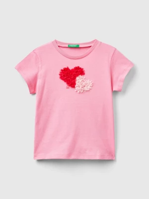 Benetton, T-shirt With Petal Effect Applique, size 110, Pink, Kids United Colors of Benetton