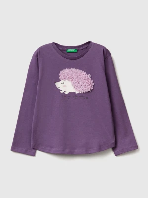 Benetton, T-shirt With Petal Effect Applique, Size: 116, Kids United Colors of Benetton