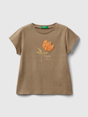 Benetton, T-shirt With Petal Effect Applique, size 116, Light Green, Kids United Colors of Benetton