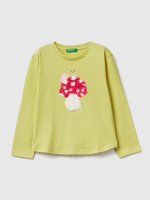Benetton, T-shirt With Petal Effect Applique, size 116, Yellow, Kids United Colors of Benetton