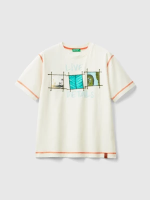 Benetton, T-shirt With Photo Print, size M, Creamy White, Kids United Colors of Benetton