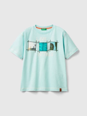 Benetton, T-shirt With Photo Print, size S, Aqua, Kids United Colors of Benetton