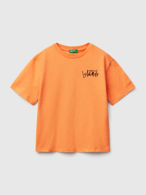 Benetton, T-shirt With Photo Print, size XL, Orange, Kids United Colors of Benetton