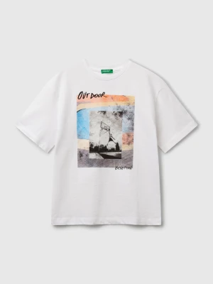 Benetton, T-shirt With Photo Print, size XL, White, Kids United Colors of Benetton