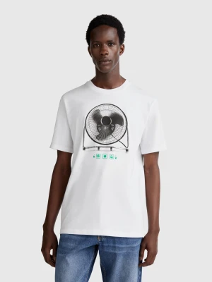 Benetton, T-shirt With Photographic Print, size XL, White, Men United Colors of Benetton