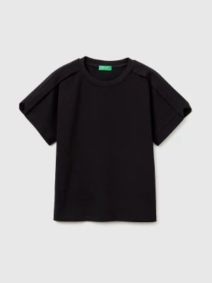 Zdjęcie produktu Benetton, T-shirt With Pleat On The Shoulders, Black, Women United Colors Of Benetton