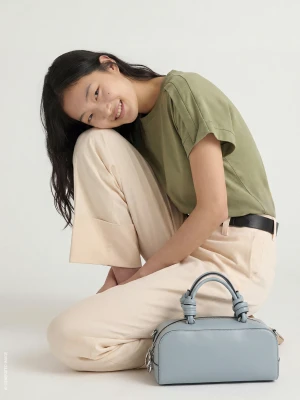 Zdjęcie produktu Benetton, T-shirt With Pleat On The Shoulders, Olive Green, Women United Colors Of Benetton