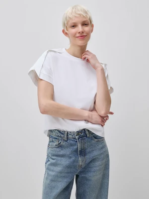 Benetton, T-shirt With Pleat On The Shoulders, Size: XS, White, Women United Colors of Benetton