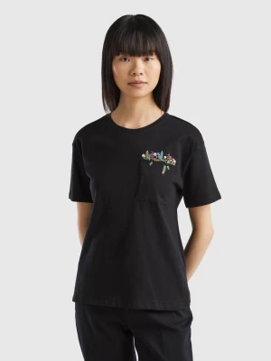 Benetton, T-shirt With Pocket And Embroidery, size XXS, Black, Women United Colors of Benetton