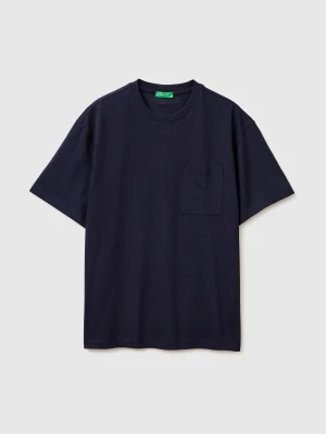 Benetton, T-shirt With Pocket, Size: XS, Dark Blue, Men United Colors of Benetton