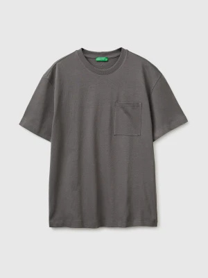 Benetton, T-shirt With Pocket, Size: XS, Dark Gray, Men United Colors of Benetton