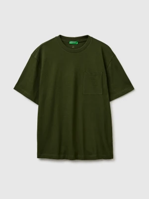 Benetton, T-shirt With Pocket, Size: XS, Olive Green, Men United Colors of Benetton