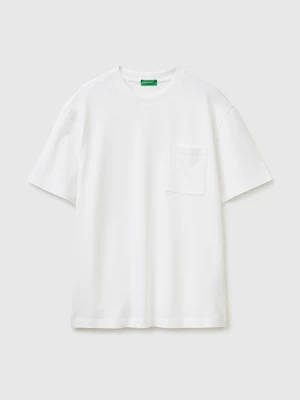 Benetton, T-shirt With Pocket, Size: XS, White, Men United Colors of Benetton