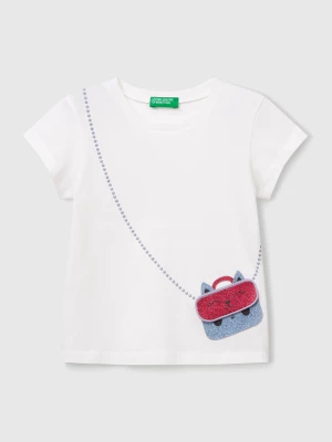 Benetton, T-shirt With Print And Application, size 116, White, Kids United Colors of Benetton