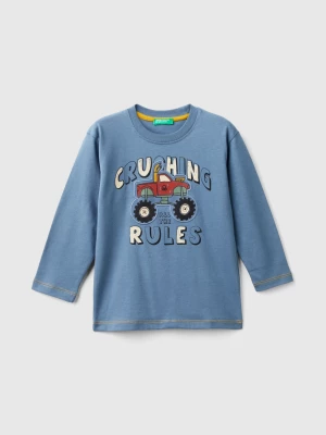 Benetton, T-shirt With Print And Applique, size 104, Air Force Blue, Kids United Colors of Benetton