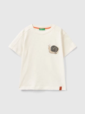Benetton, T-shirt With Print And Applique, size 104, Creamy White, Kids United Colors of Benetton