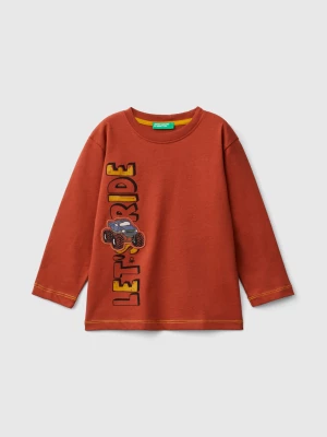 Benetton, T-shirt With Print And Applique, size 116, Brick Red, Kids United Colors of Benetton