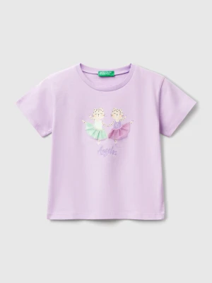 Benetton, T-shirt With Print And Applique, size 116, Lilac, Kids United Colors of Benetton