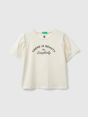 Benetton, T-shirt With Print And Applique, size 2XL, Creamy White, Kids United Colors of Benetton