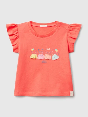 Benetton, T-shirt With Print And Applique, size 82, Salmon, Kids United Colors of Benetton