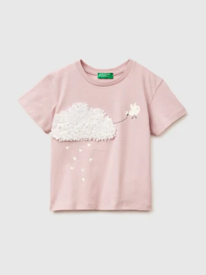 Benetton, T-shirt With Print And Embroidery, Size: 116, Pink, Kids United Colors of Benetton