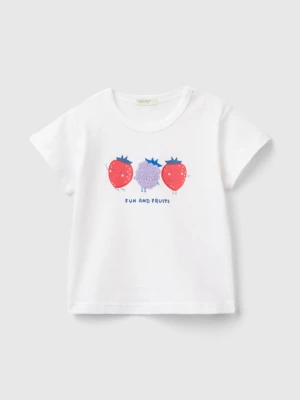 Benetton, T-shirt With Print And Embroidery, size 82, White, Kids United Colors of Benetton