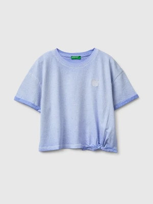Benetton, T-shirt With Print And Knot, Size: S, Light Blue, Kids United Colors of Benetton