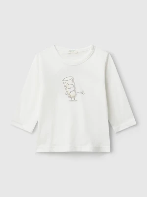 Benetton, T-shirt With Print And Patch, Size: 82, Creamy White, Kids United Colors of Benetton