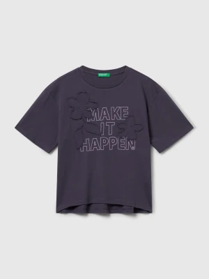 Benetton, T-shirt With Print And Patch, Size: XL, Dark Gray, Kids United Colors of Benetton