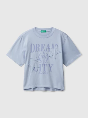 Benetton, T-shirt With Print And Patch, Size: XL, Light Blue, Kids United Colors of Benetton